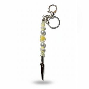Beaded Multi-Use Alligator Clip Keychain - Yellow